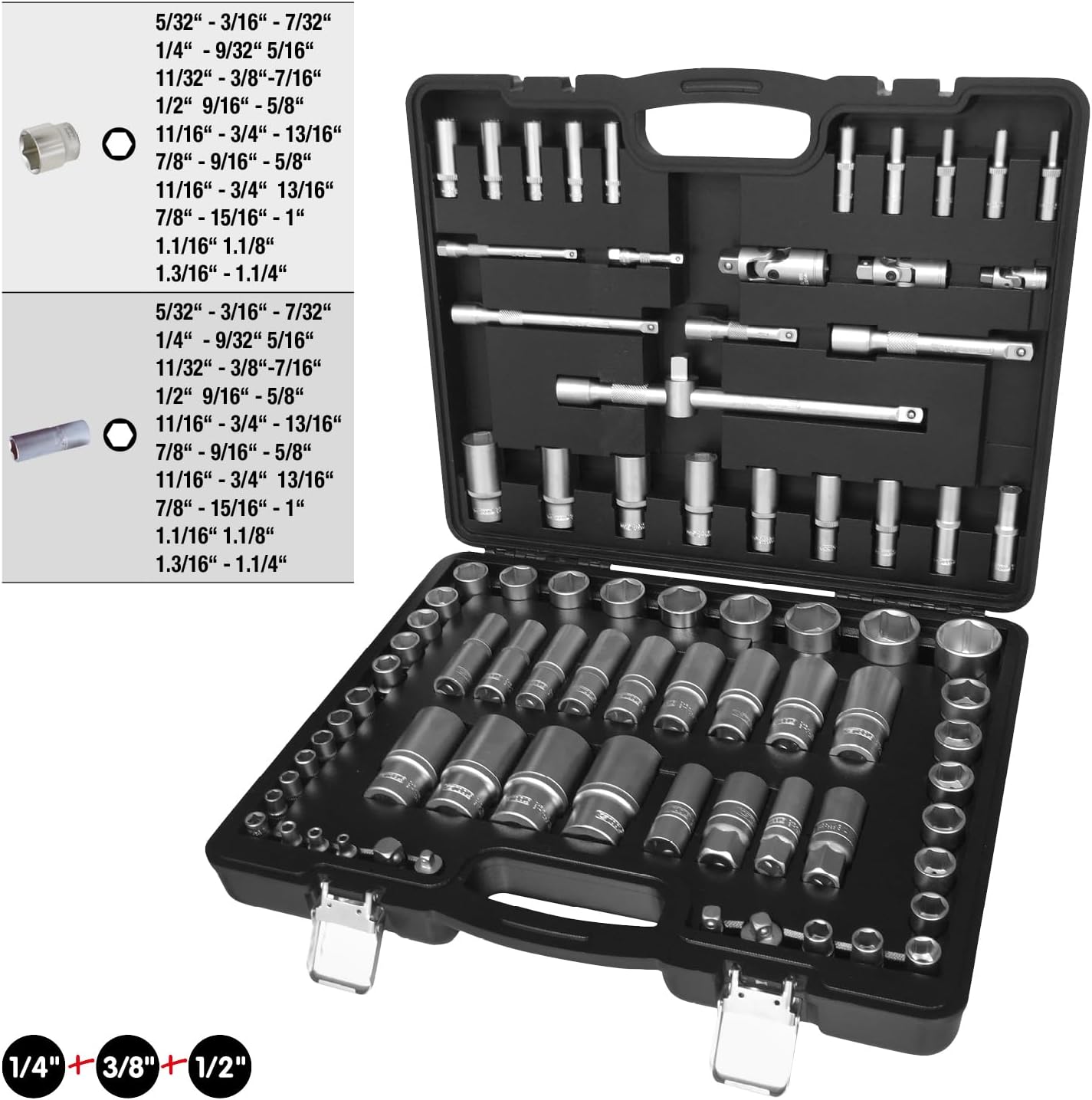 🚗 KFZ & Werkstatt – KS Tools 917.0082 1/4 inch + 3/8 inch + 1/2 inch socket spanner set, 82 pieces, inch dimensions – Bild 2
