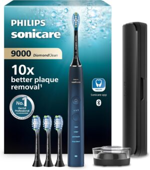 🔥 Angebote & Aktionen – Philips Sonicare DiamondClean 9000 Series Power Electric Toothbrush Special Edition - Sonic Brush, Dunkelblau, 4x C3 Premium Plaque Control Bürstenkopf (Modell HX9911/89)