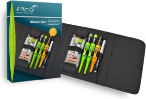 ⚒️ Bau & Montage – Pica 55010 Markierstift-Set mit Tasche für Tischler, Zimmermannsbleistifte, für Holz, Metall, Keramik, Glas und mehr