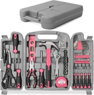 🔥 Angebote & Aktionen – Hi-Spec 54 Piece Tool Box for Women Pink with Claw Hammer, Precision Screwdriver Set, Nuts and Bit Set. Hand Tool in Pink for Household Projects