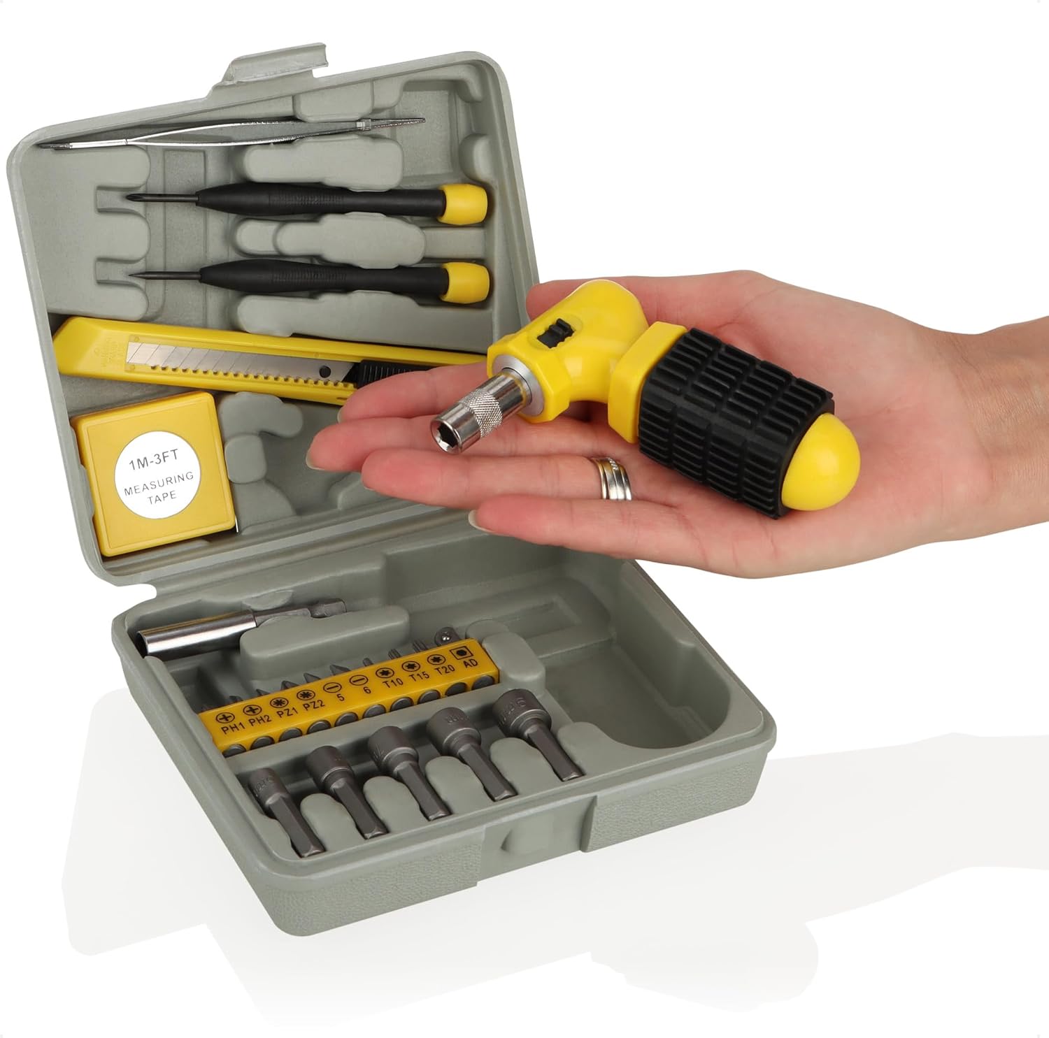 🔥 Angebote & Aktionen – com-four 24-Piece Tool Set for DIY Enthusiasts - Small Tool Box for On the Go - Tool Box for DIY and Hobby Hobbies (24 Pieces - Tool Set) – Bild 5