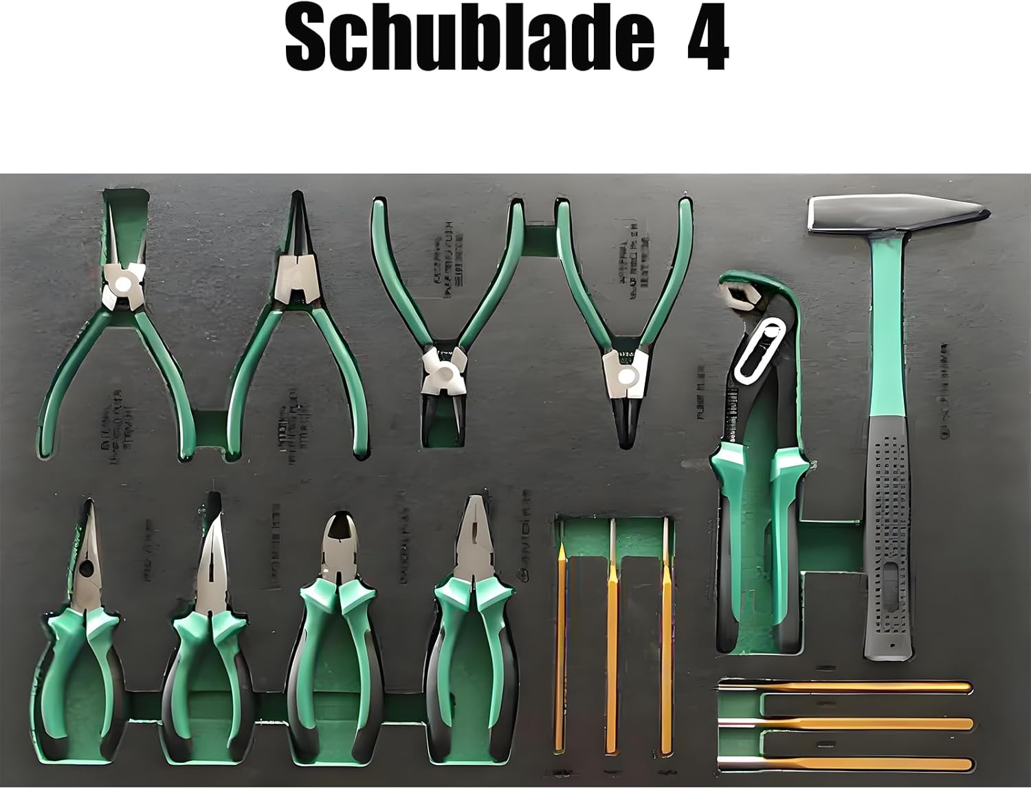 ⚒️ Bau & Montage – Rollbarer Werkstattwagen mit 7 Schubladen und doppelten Ablagen, Arbeitsplatte aus Holz für Garage, Werkstatt oder Außenbereich, 300 kg Tragkraft (7 Schubladen mit 258 Werkzeugteilen) – Bild 6