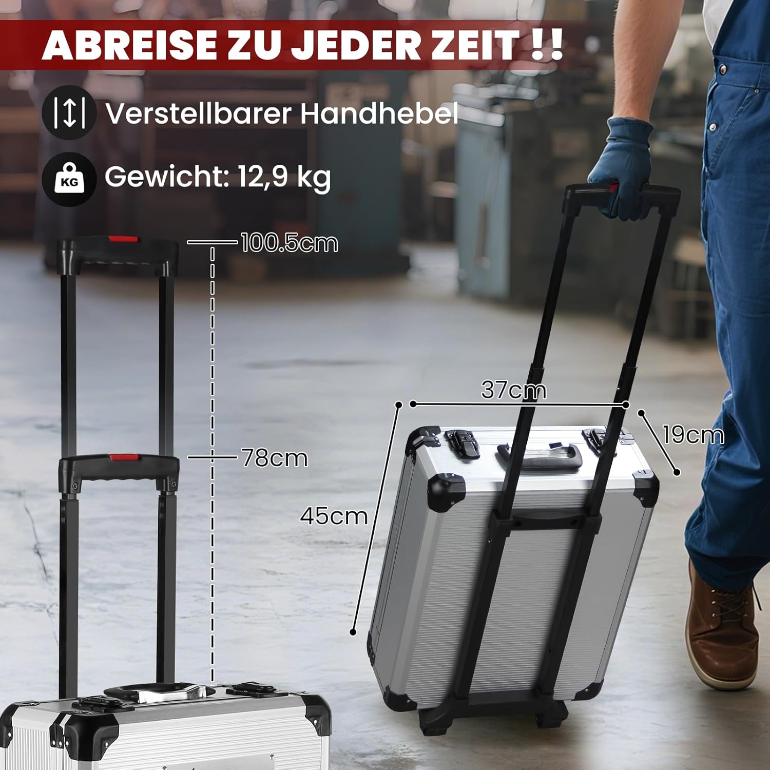 🔥 Angebote & Aktionen – Walter Stahl Tool Box Filled 409 Pieces | Tool Box | Aluminium Case | Tool Set | for Workshop and Household, Includes Wrench, Pliers etc – Bild 7