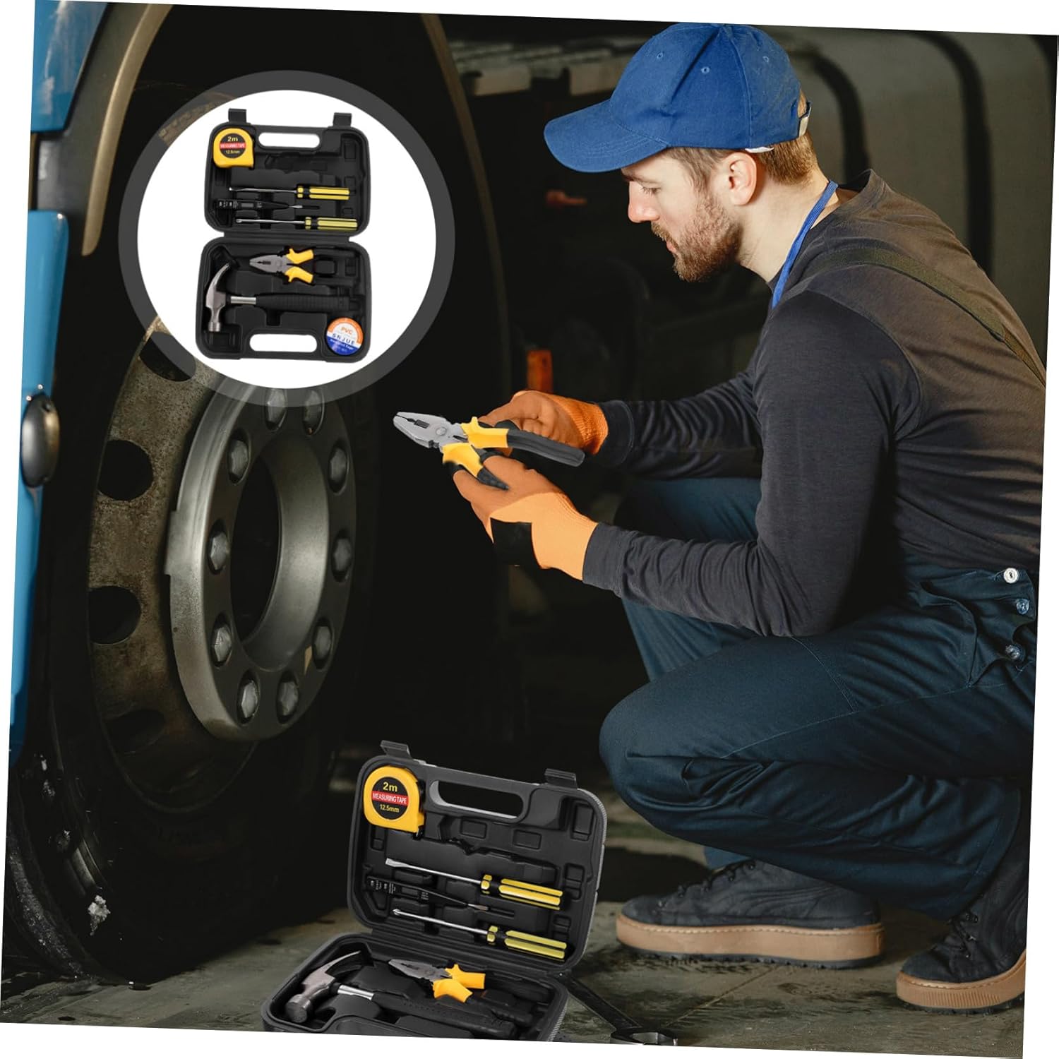 🚗 KFZ & Werkstatt – Vaguelly 1 Set Compact Tool Box Parts for DIY Enthusiasts Versatile Hammer Screwdriver Pliers and Tape Measure for Repairs at Home and on the Go – Bild 6