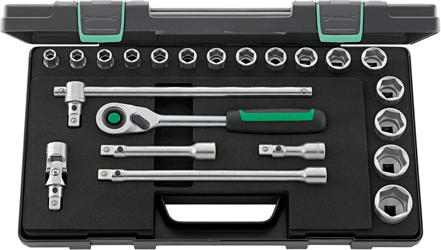 🚗 KFZ & Werkstatt – Stahlwille 52/16/6QR KN" 52" Socket Set with QuickRelease, Silver/Black, Set of 22 Pieces
