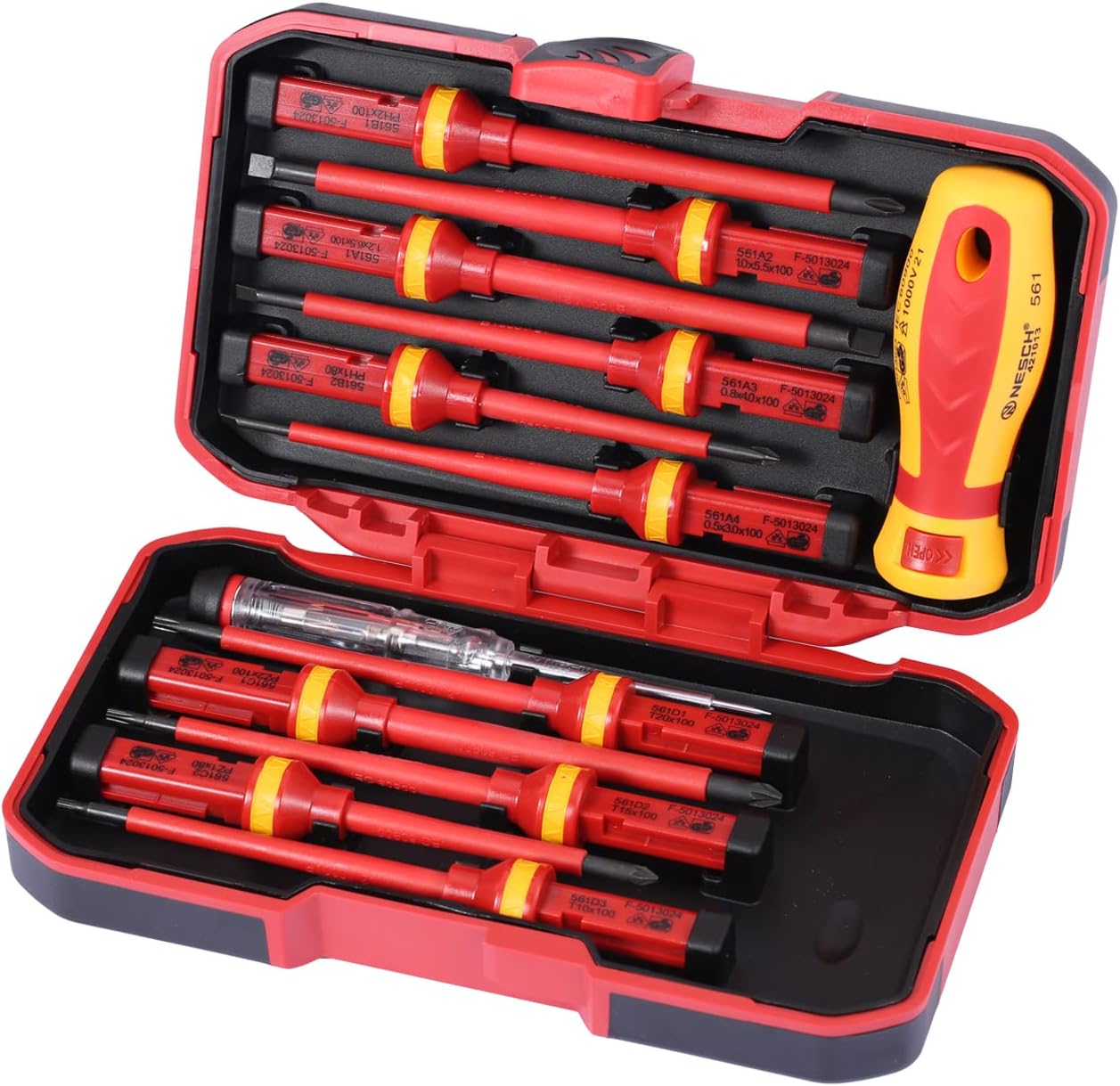 ⚡ Elektro & Technik – Geevorks 13-teiliges isoliertes Schraubendreher-Set inklusive Spannungsprüfer, TPR-Griff, Schlitz-, PH-, PZ- und T-Set
