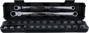 🚗 KFZ & Werkstatt – BGS 74274 | Double Ring and Ratchet Ring Joint Spanner Set | Extra Long | 27 Pieces