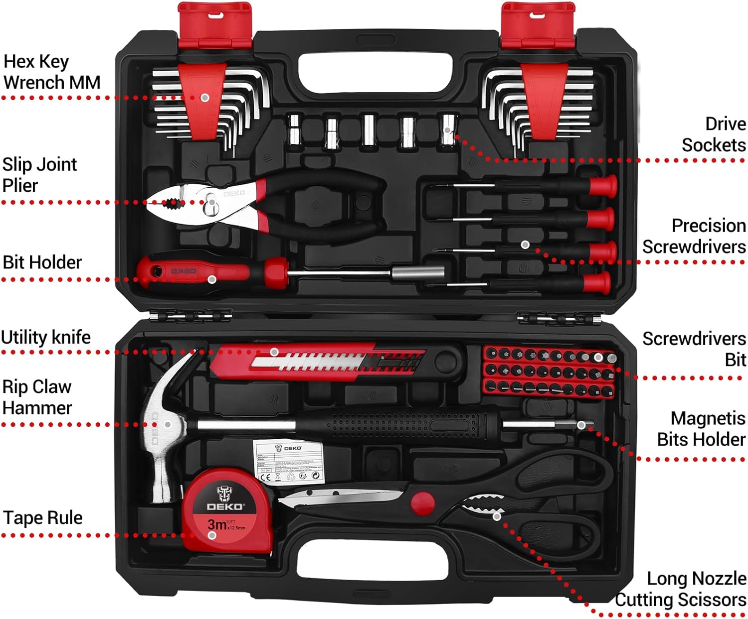 🔥 Angebote & Aktionen – DEKO Tool Box Tool Box Tool Box 62-Piece Universal Complete with Tools Hand Tool for Men and Women for Household Workshop DIY – Bild 2