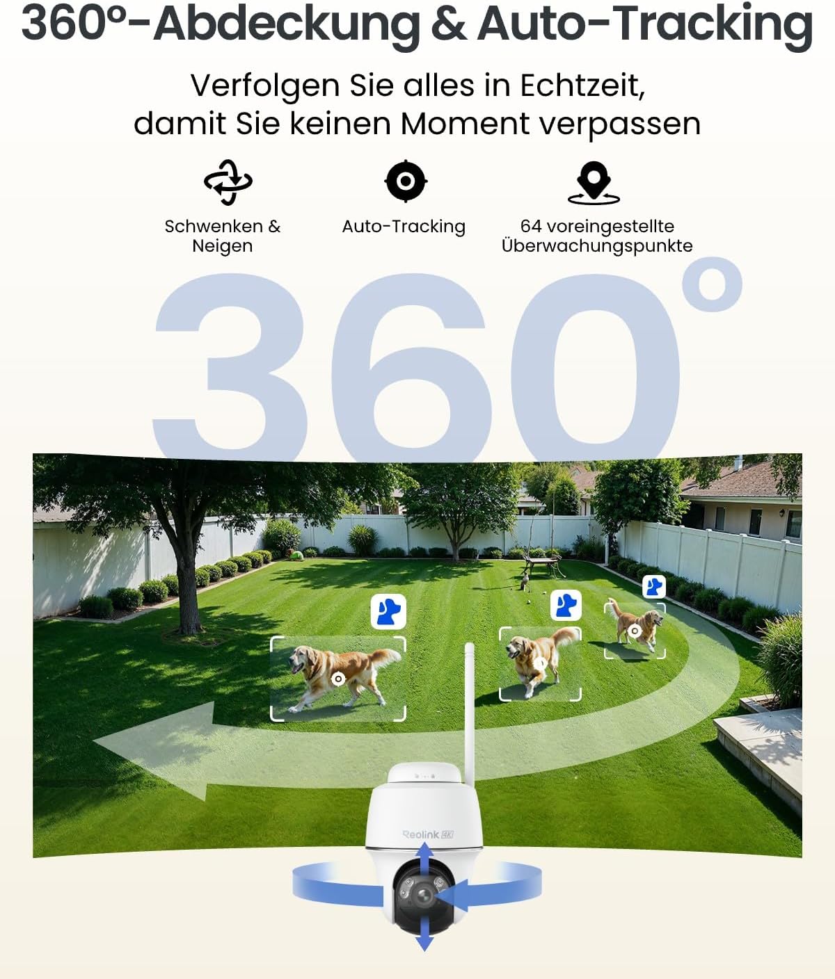 ⚡ Elektro & Technik – Reolink Argus PT Ultra Outdoor 4K Solar-Überwachungskamera + Solarpanel, 2,4 & 5 GHz WLAN, Autoverfolgung, Solar-WLAN-Kamera für den Außenbereich mit 8 MP UHD-Farbnachtsicht, KI-Erkennung, keine monatliche Gebühr – Bild 3