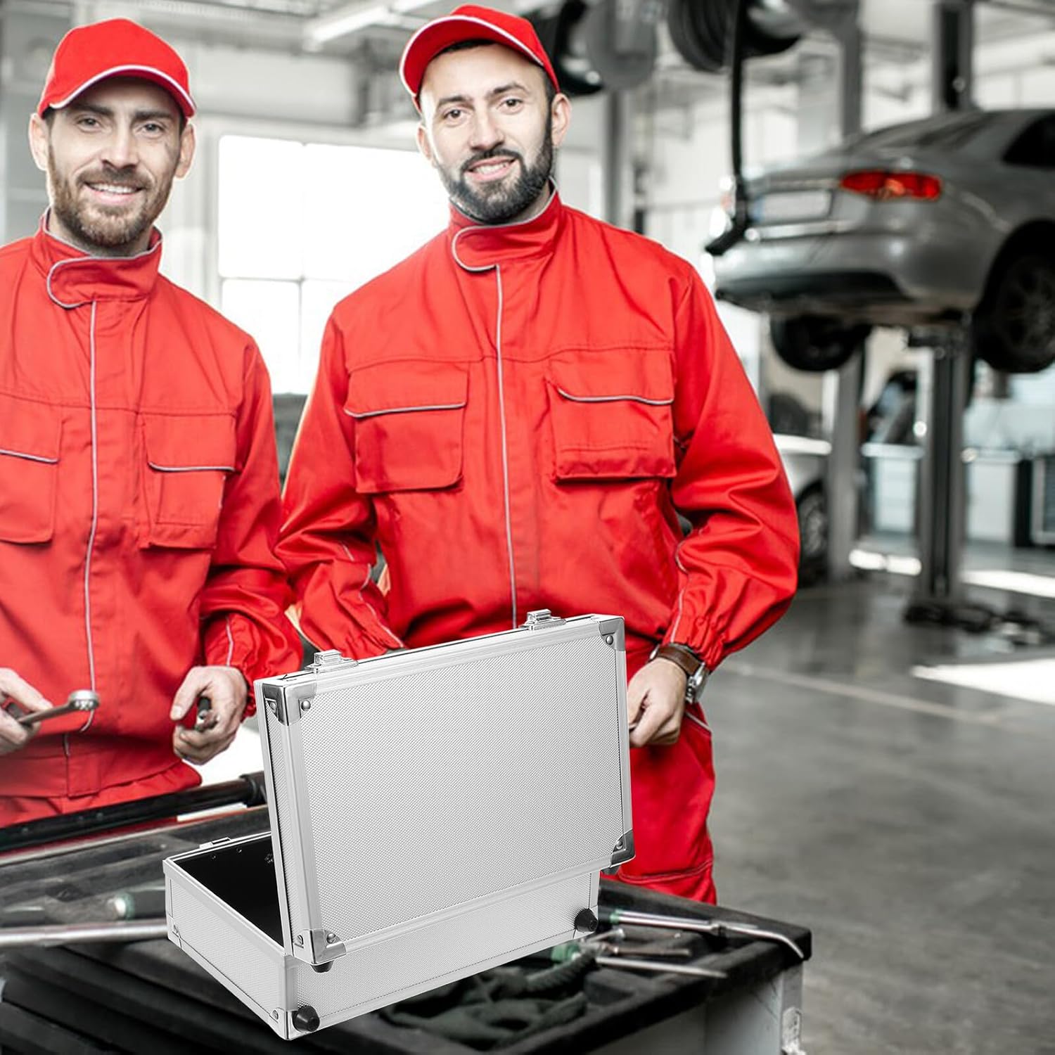 🚗 KFZ & Werkstatt – Gatuida Portable Aluminium Tool Box, Robust Multifunctional Organiser with Compartments for Car, Home Maintenance, Easy Storage and Transport, Essential Tools – Bild 8