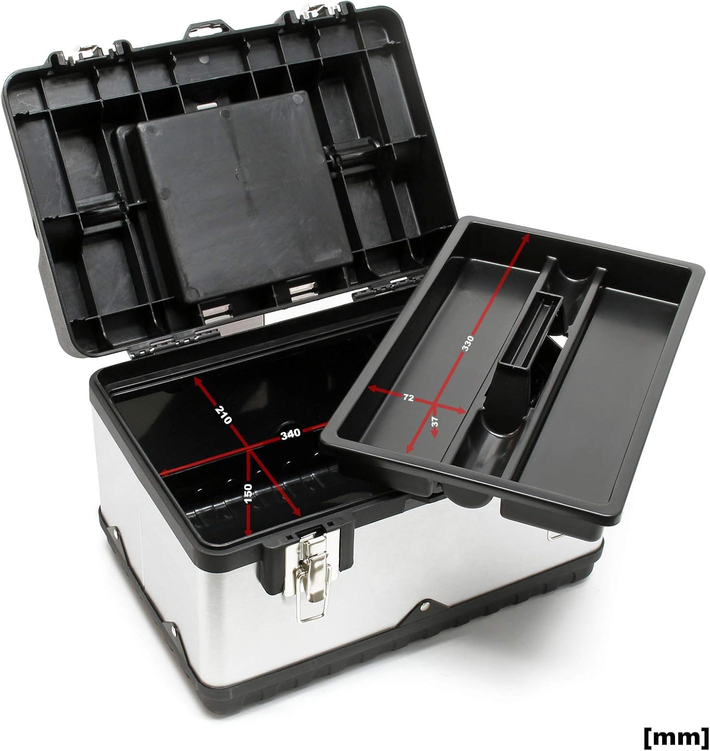 🔥 Angebote & Aktionen – Wiltec Tool Box 38 x 27 x 25 cm Stainless Steel Universal Tool Box with Plastic Frame, Tool Carrier and Handle, Professional Tool Box – Bild 4