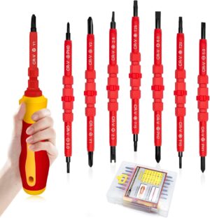 ⚡ Elektro & Technik – TRUEIN 8-teiliges Schraubendreher-Set, VDE-isoliert, Profi-Schraubendreher-Set Elektriker mit Griff, austauschbares Schraubendreher-Set, magnetisch, multifunktionaler Elektriker, langlebiger Schraubendreher