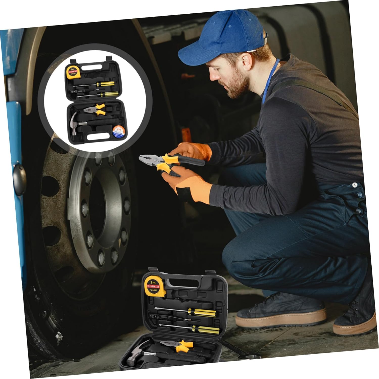 🚗 KFZ & Werkstatt – ARTIBETTER Tool Box Tool Box Set for Home 9 Piece Multitool Set Automotive Robust Hand Tools for Repairs and Hand Tools for DIY – Bild 3