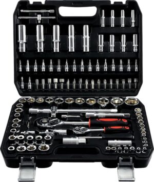 🚗 KFZ & Werkstatt – ROYALTY LINE, Socket Spanner Set, 108 Pieces, Aluminium Tool Box, Car Repair Tools, Transport Case, Silver, 38.5 x 28 x 8 cm