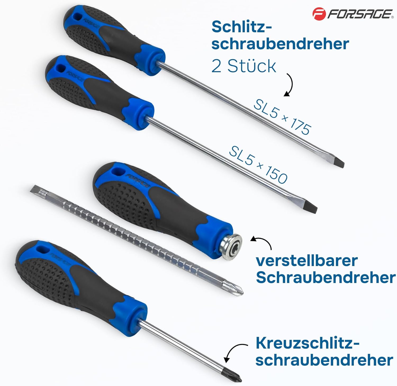 🚗 KFZ & Werkstatt – Forsage 36 Piece Car Tool Set - Comprehensive and Durable for Mechanics and Car Enthusiasts, Ratchet Box, Socket Set, Extensions, Pliers, Hammer, Screwdrivers and Chisels – Bild 5
