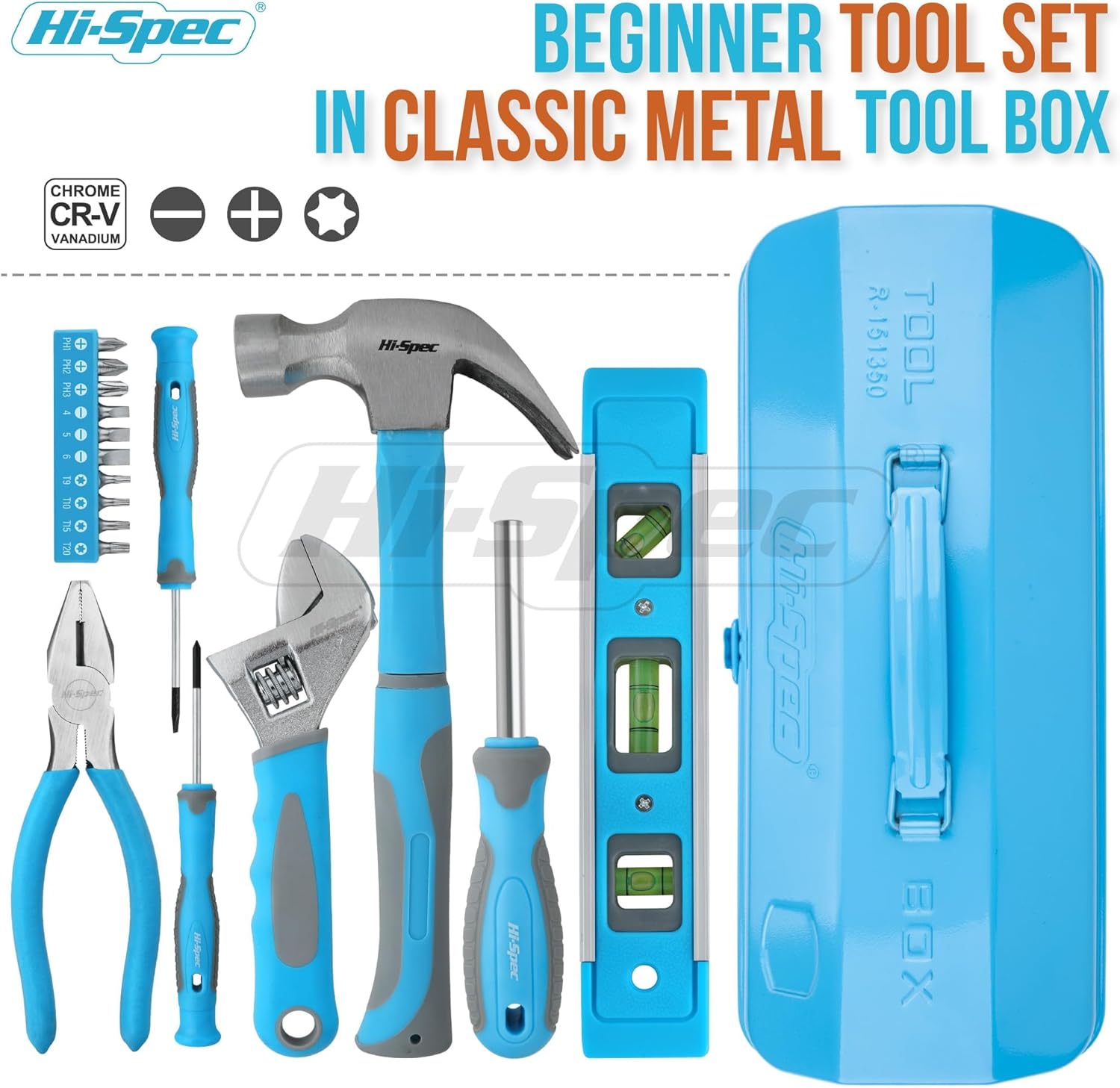 🔥 Angebote & Aktionen – Hi-Spec Beginner Tool Set in Blue Metal Box Complete Genuine Hand Tool for DIY and Youth – Bild 2
