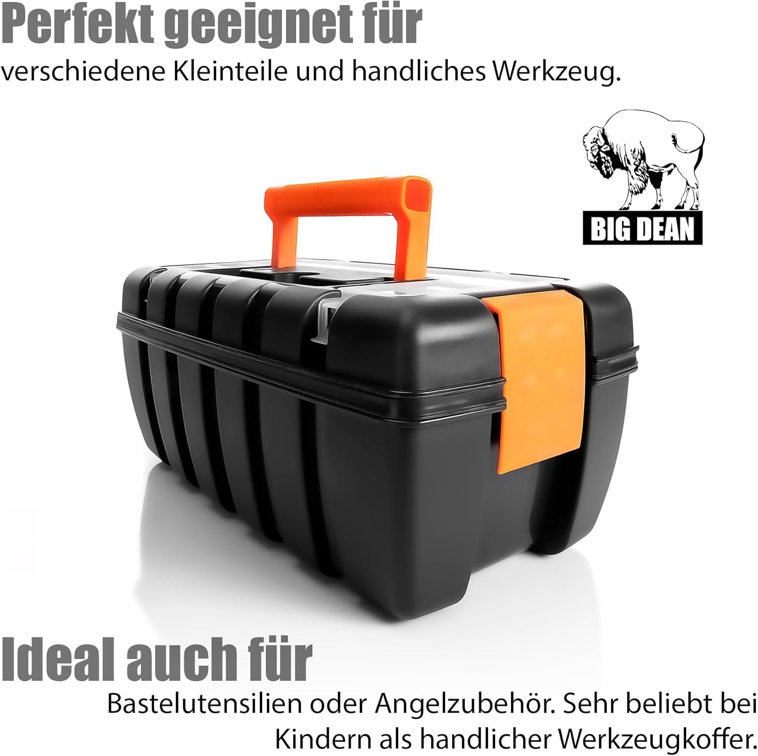 🔥 Angebote & Aktionen – BigDean Empty Tool Box 37 x 20 x 16 cm - Made of Shatterproof Plastic - with Inner Shelf and Small Parts Magazine - Made in Italy – Bild 2