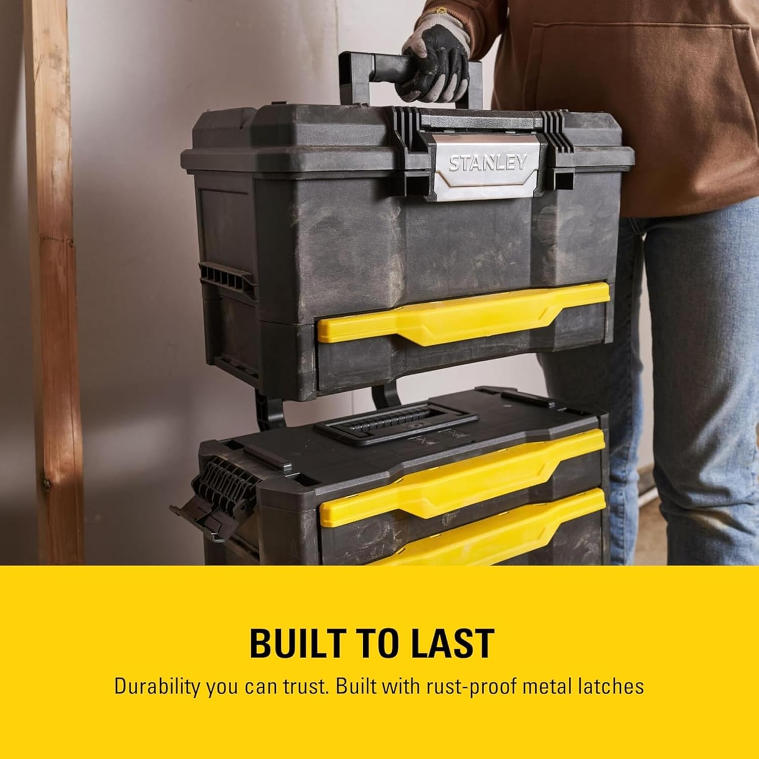 ⚡ Elektro & Technik – Stanley 1-79-206 Rollwerkstatt aus Metall und Kunststoff, leerer Werkzeugwagen mit 3 modularen Einheiten, vielseitiger Werkzeugkasten für Kleinteile und große Werkzeuge, 1-79-206 – Bild 10