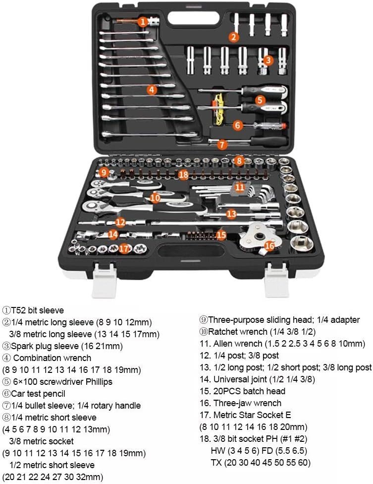 ⚡ Elektro & Technik – GJX Werkzeugkasten, Mechanik-Set, Werkzeuge und Steckschlüsselsatz, Mechanik-Werkzeug-Set, 123-teilig, Selbstwerkzeug-Zubehör-Set, Steckschlüssel-Set, Werkzeug-Set, Elektro-Werkzeug-Set