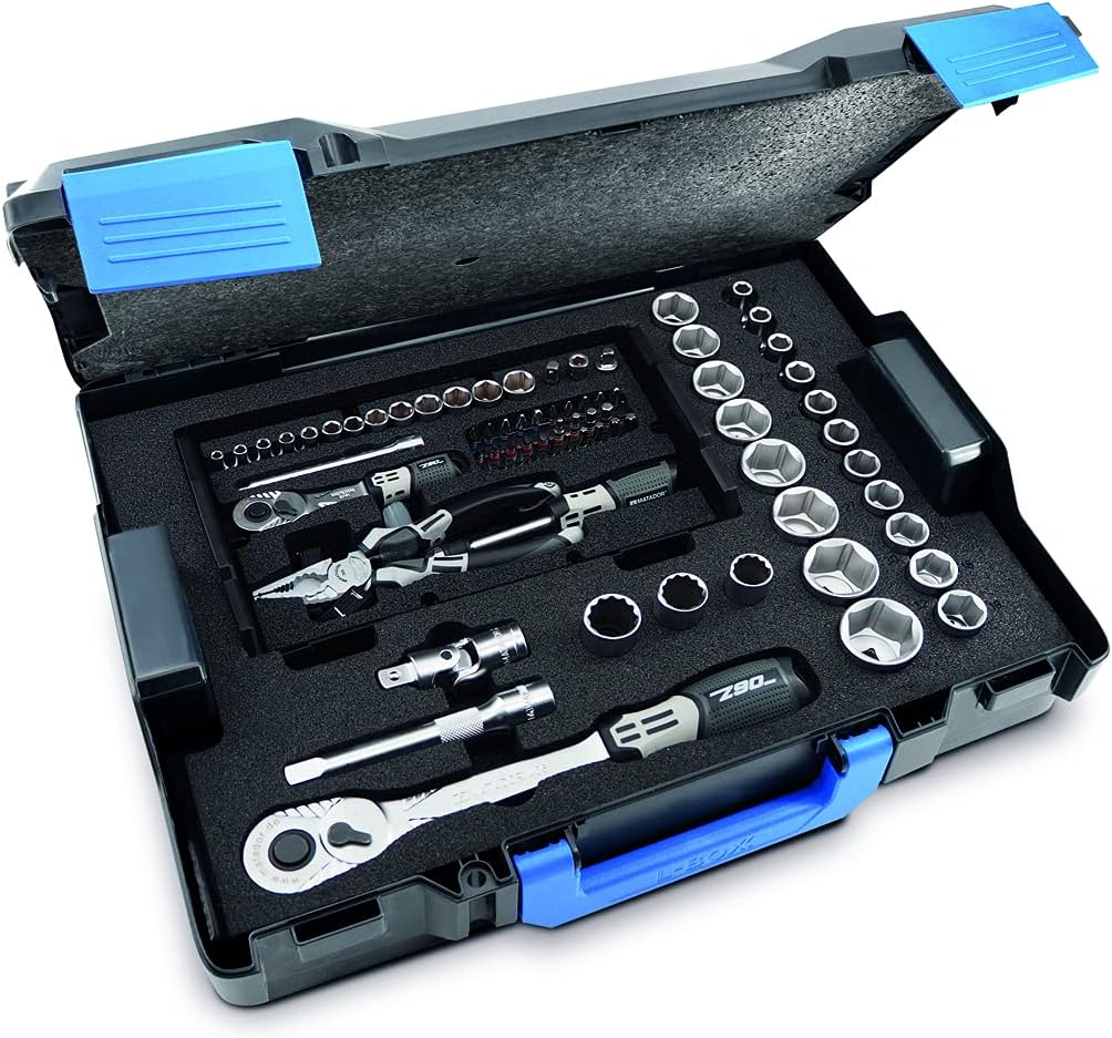 🚗 KFZ & Werkstatt – Matador Socket Spanner Set 80 Pieces | Ratchet Box with 1/2 Inch and 1/4 Inch Ratchet | Car Tool in l Boxx | Includes Bit Set | Spark Plug Wrench | SmartyBox L1 | Matador Tool No. 81454150