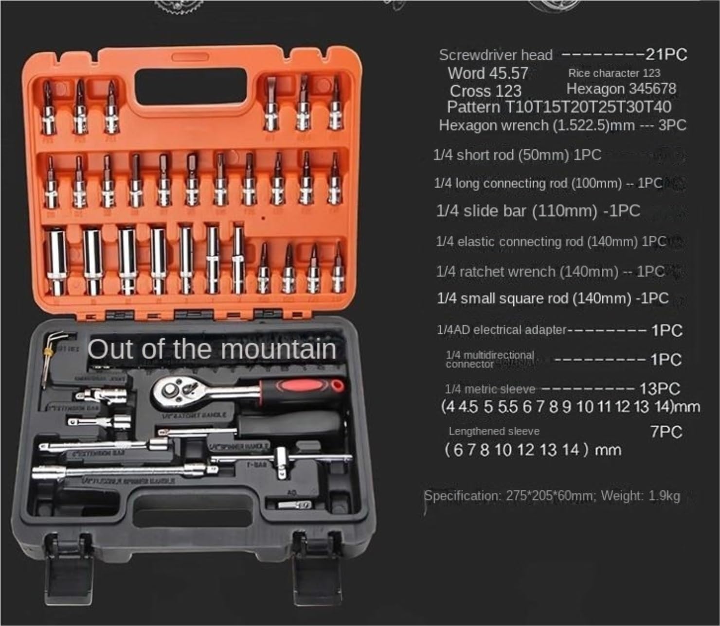 🚗 KFZ & Werkstatt – Car Tool 53 Pieces Spanner Ratchet Socket Wrench Set Tool Repair Car Toolbox Multifunctional Hand Tools Tool Box – Bild 2
