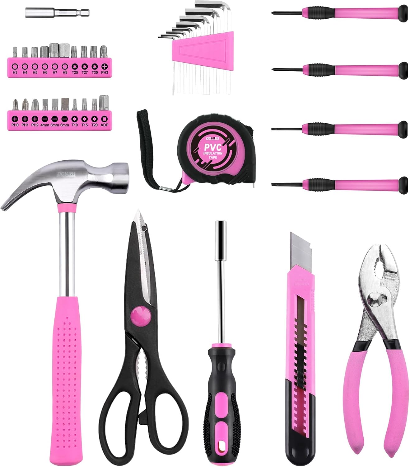 🔥 Angebote & Aktionen – DOWELL 40 Pieces Home Tool Set, General Household Hand Pink Tool Set with Plastic Tool Box, Storage Case for Home, Mini Tool Set for Women – Bild 2