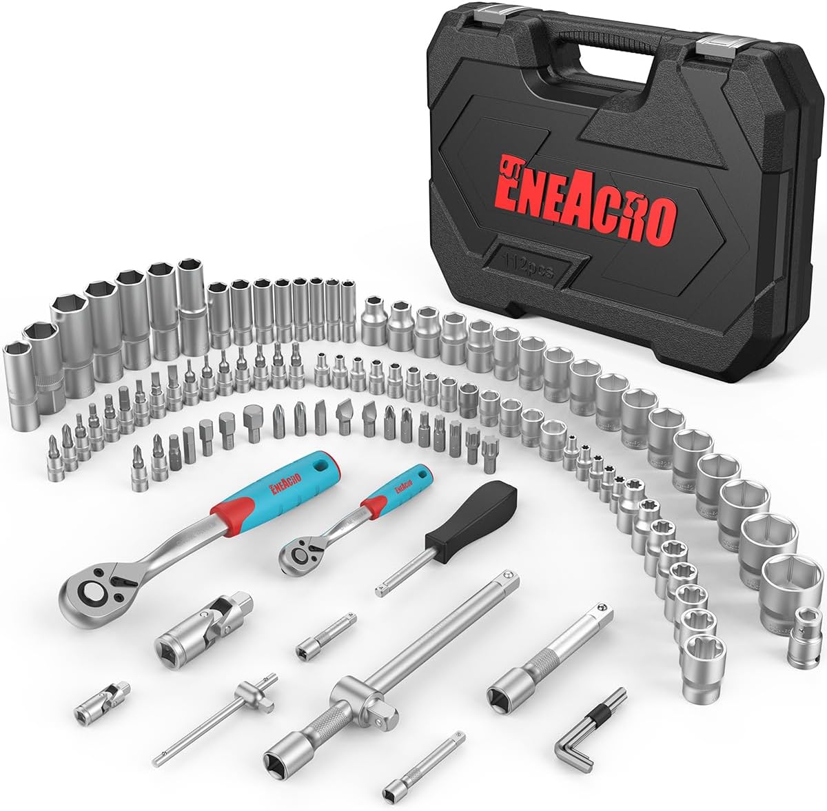 🔥 Angebote & Aktionen – ENEACRO 1/4 inch + 1/2 inch socket spanner set, 112 pieces