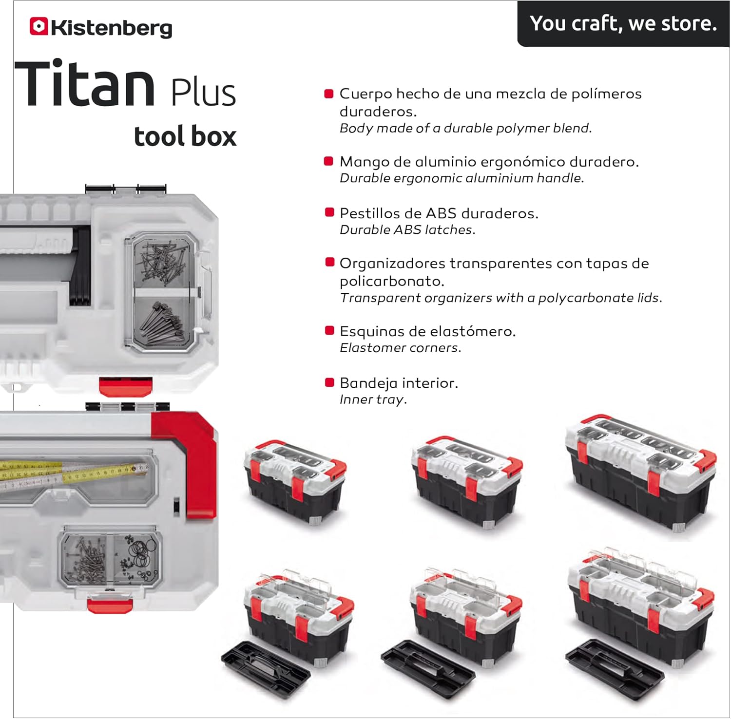 🔥 Angebote & Aktionen – Kistenberg Titan Plus KTIPA5025-3020 Tool Box - Robust Plastic Tool Box in Red/Black, 496 x 258 x 240 mm, Sturdy Design with 15 kg Load Capacity, Ideal for DIY & Professionals – Bild 2