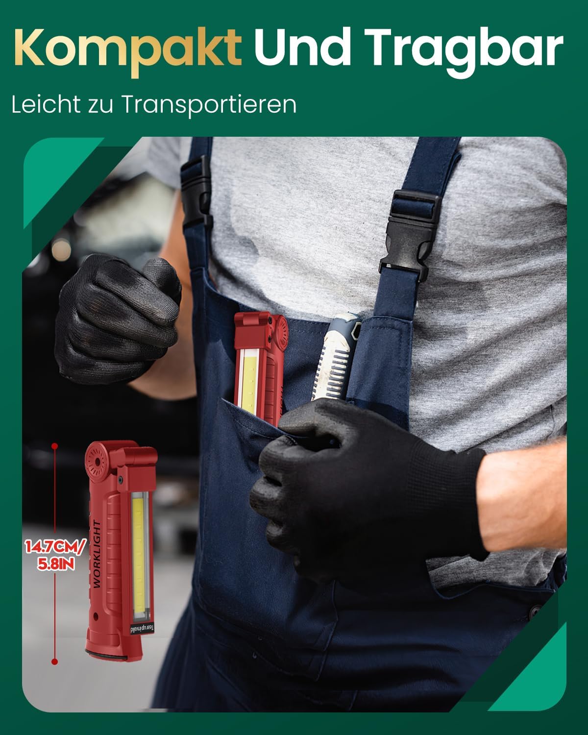 🔥 Angebote & Aktionen – Coquimbo Workshop LED Lamp, Work Torch, Rechargeable Inspection Light, Gifts for Men, Dad, with Magnet and Hook, Gatgets, Anniversary Gifts, Red – Bild 7