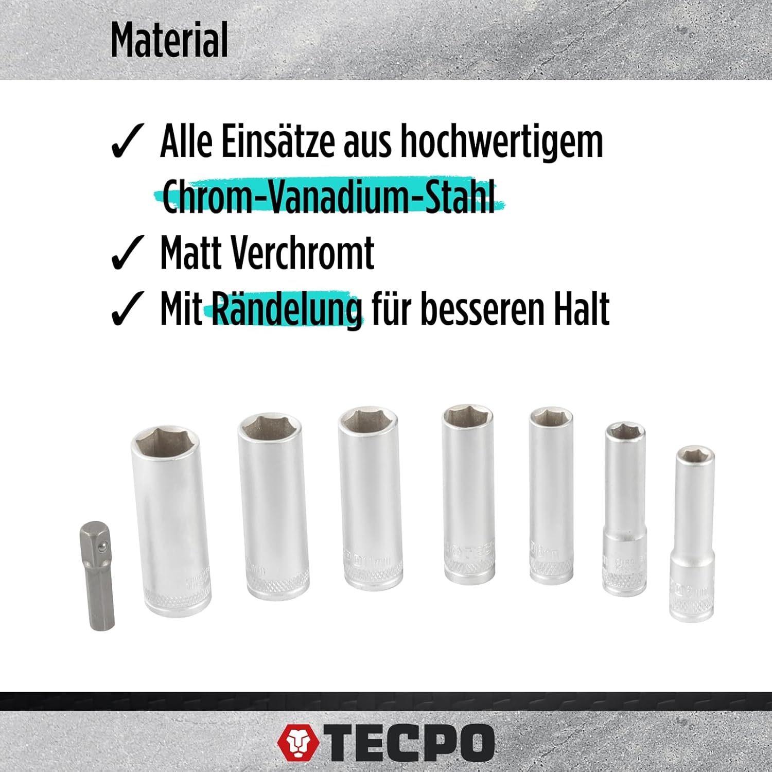 🚗 KFZ & Werkstatt – TECPO Socket Spanner Set 1/4 Inch 53-Piece Lever Reversible Ratchet Extension for Torx, Cross, Slotted & Allen Screws Chrome Vanadium Steel Socket Spanner Inserts Nut Set Nuts – Bild 4