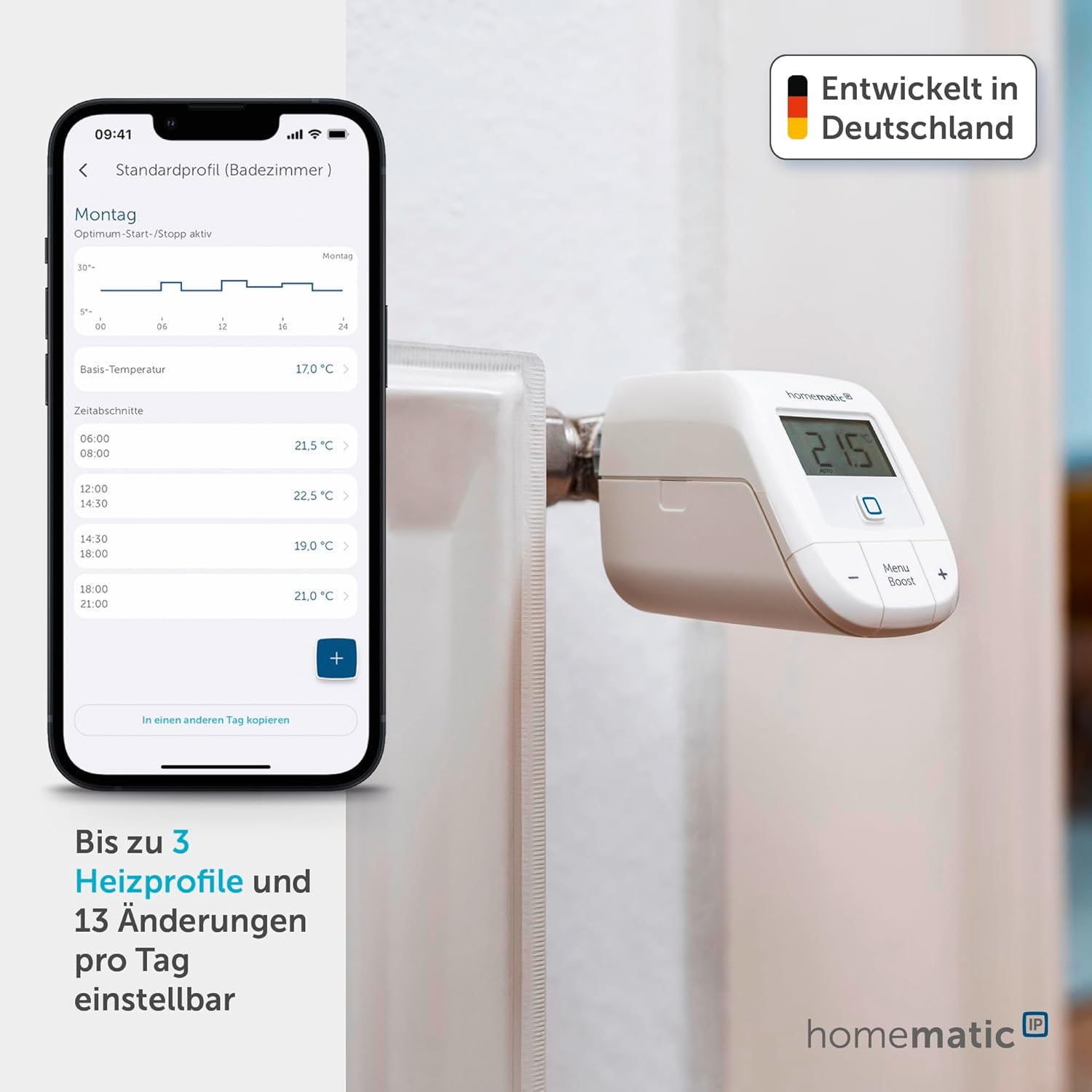 🔥 Angebote & Aktionen – Homematic IP Smart Home Radiator Thermostat – Basic, Digital, for Heater, Control via App, Alexa, Google Assistant, Easy Installation, Energy Savings, 153412A3 – Bild 2