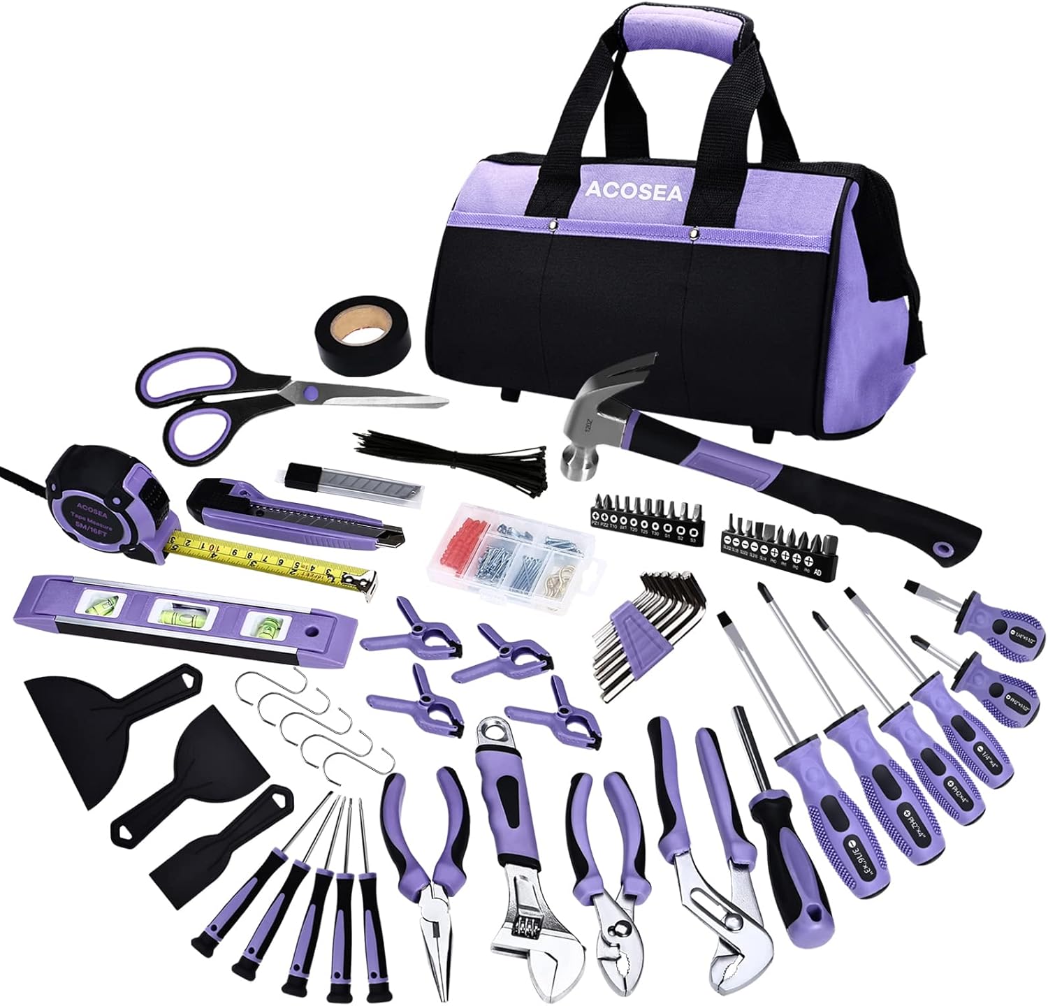 🔥 Angebote & Aktionen – Purple Tool Set, 223 Pieces Tool Set for Women, Tool Set with 13 Inch Wide Mouth, Purple Tool Bag, The Basic Tool Set is Perfect for Home Maintenance