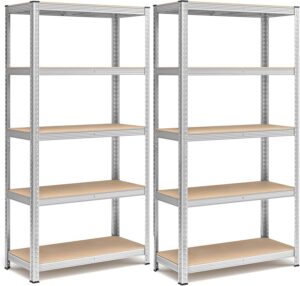 🔥 Angebote & Aktionen – SONGMICS Storage Shelves, Heavy Duty Shelves, Set of 2, Basement Shelves, 180 x 90 x 40 cm, Maximum Load 875 kg, Shelves, Boltless Shelves, Reinforced Steel Frame, 5 Adjustable Shelves, Silver GLR040E02