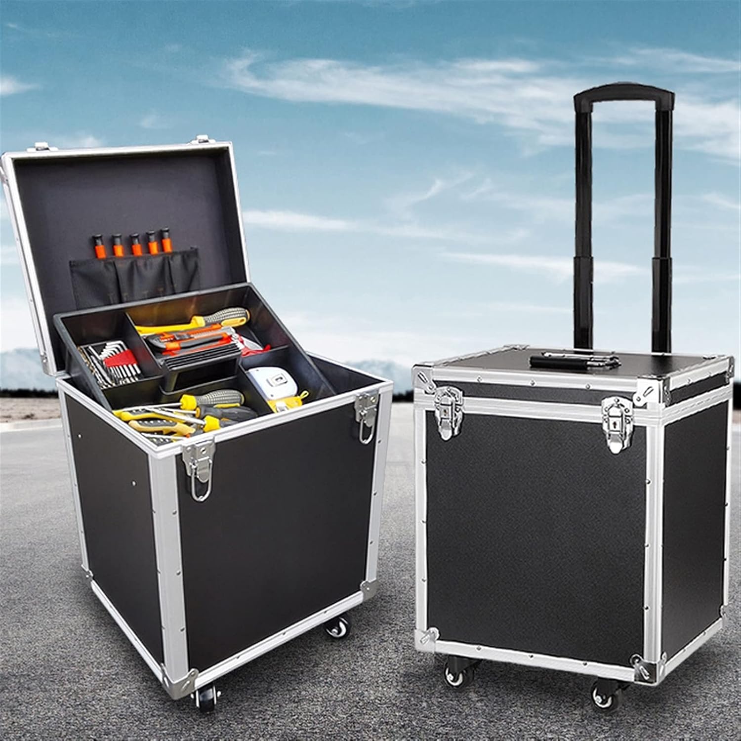 ⚡ Elektro & Technik – Werkzeugkasten, Multifunktions-Werkzeugkasten mit Rädern und Griff, Aluminiumlegierung, Aufbewahrung von Outdoor-Hardware, Elektriker-Koffer, Teile, Schränke, LKW-Reparatur, Schnellverschluss – Bild 6
