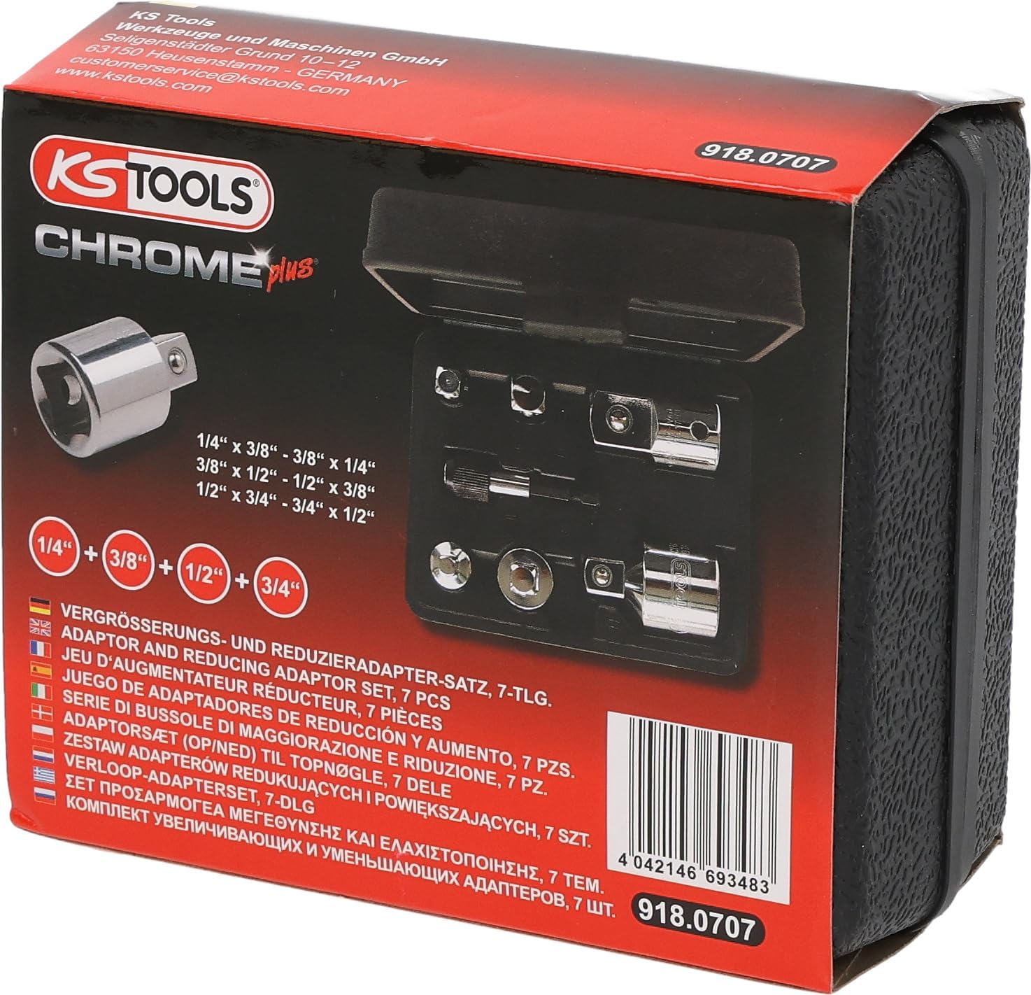 🚗 KFZ & Werkstatt – KS Tools 918.0707 1/4"+3/8"+1/2"+3/4" CHROMEplus Adaptor and reducing adaptor set, 7 pcs – Bild 6