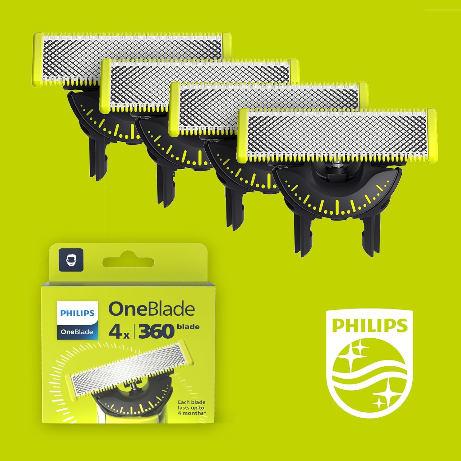 ⚡ Elektro & Technik – Philips OneBlade Original 360 Klingen, passend für alle OneBlade- und OneBlade Pro-Modelle. Original Philips 4er-Pack (Modell QP440/50). – Bild 3