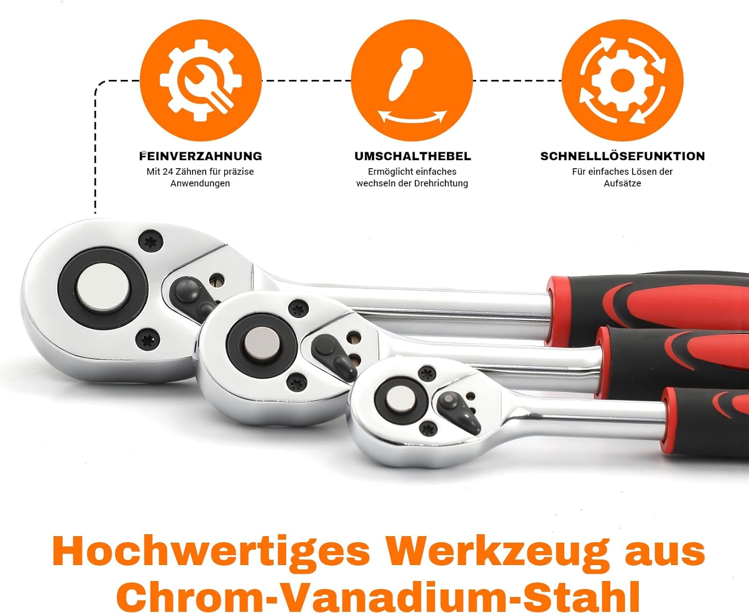 🔥 Angebote & Aktionen – Socket Spanner Set, 216 Pieces, 1/2 Inch + 1/4 Inch + 3/8 Inch Socket Spanner Set, CR-V, Ratchet Case, Filled Tool Box, Ratchet Box, Ratchet, Socket Spanner and Bit Set – Bild 5