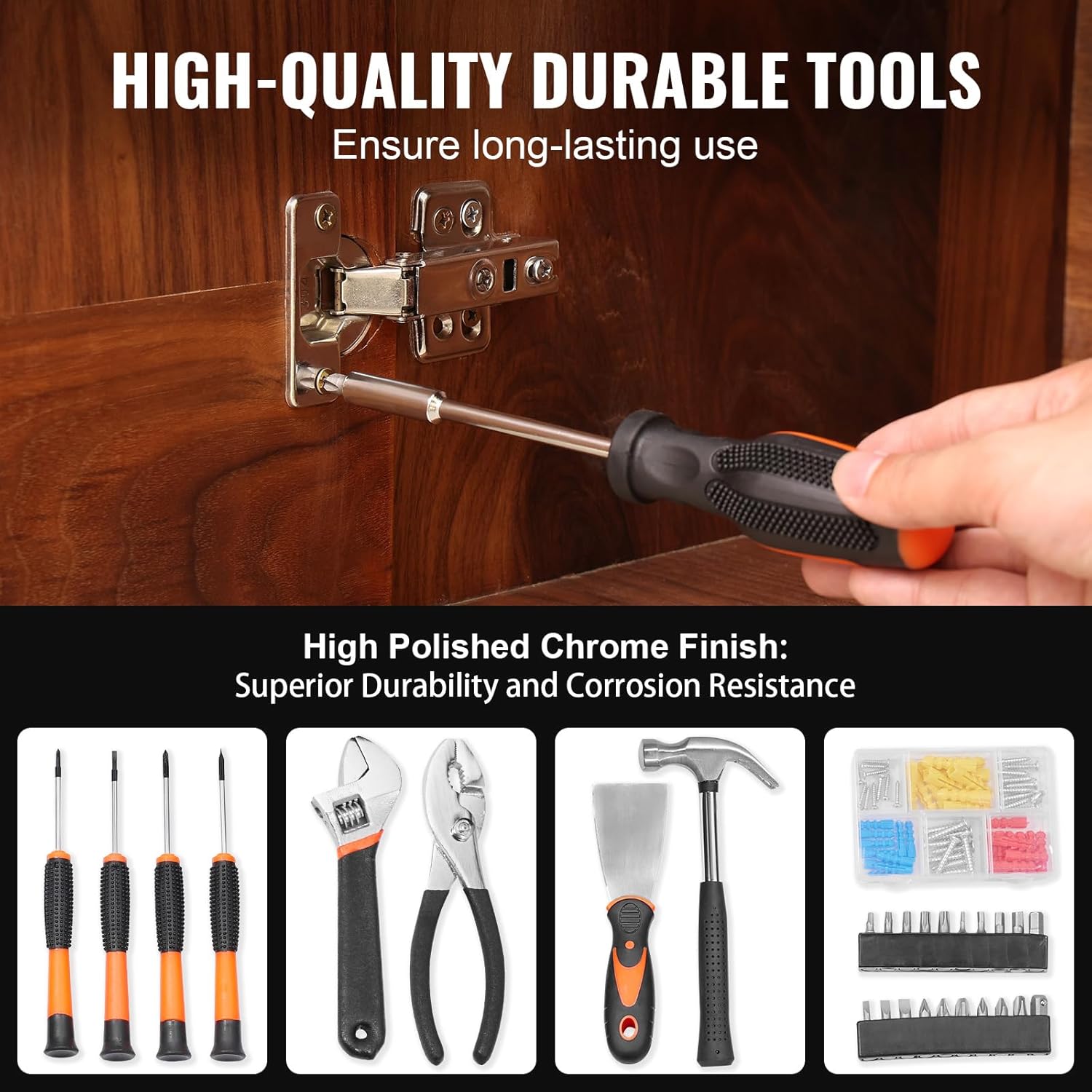 🔥 Angebote & Aktionen – VEVOR 96 Piece Household Hand Tool Set with Cordless Screwdriver and Portable Tool Case, High Quality Steel for Home Maintenance, DIY Projects and Car Repairs – Bild 4