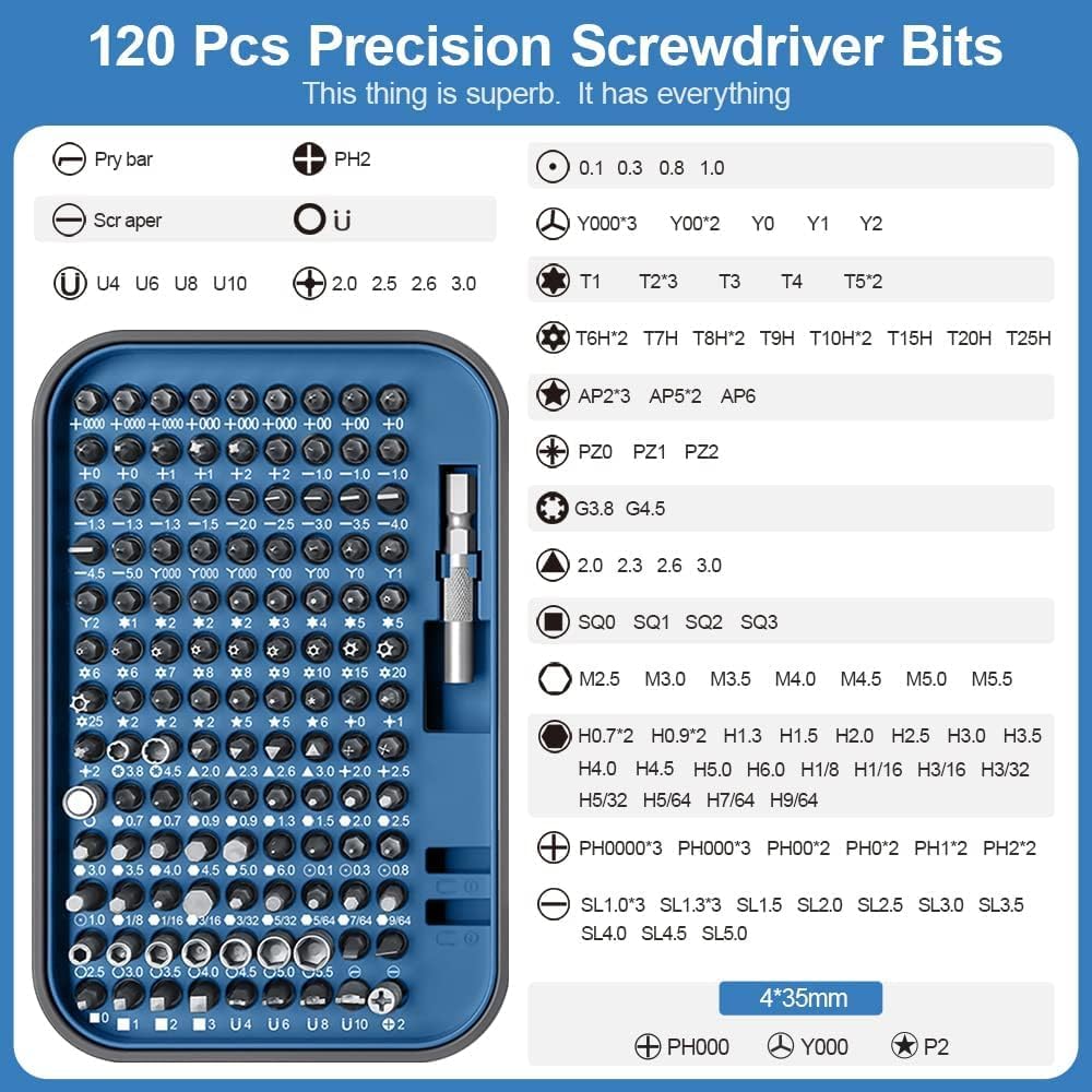 🚗 KFZ & Werkstatt – Car Tool Screwdriver Bit Sets, 130-in-1 Hex Torx Slotted Screwdriver Bit with Tool Box for Electronics Laptops Tool Case (Blue) – Bild 4