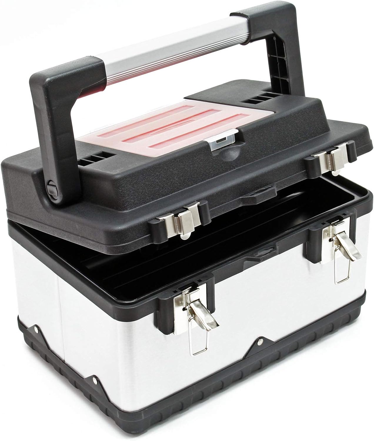 🔥 Angebote & Aktionen – Wiltec Tool Box 38 x 27 x 25 cm Stainless Steel Universal Tool Box with Plastic Frame, Tool Carrier and Handle, Professional Tool Box