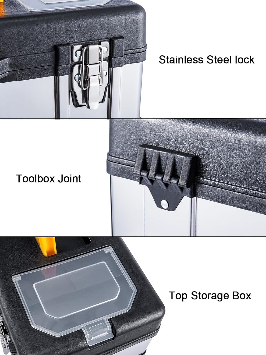 🔥 Angebote & Aktionen – Tool Box Empty Tool Box Approx. 19 Inches 44 x 24 x 20 cm Tool Box with Metal Clasps Sturdy Metal Organiser for Tools Case with Removable Carry Handle – Bild 5