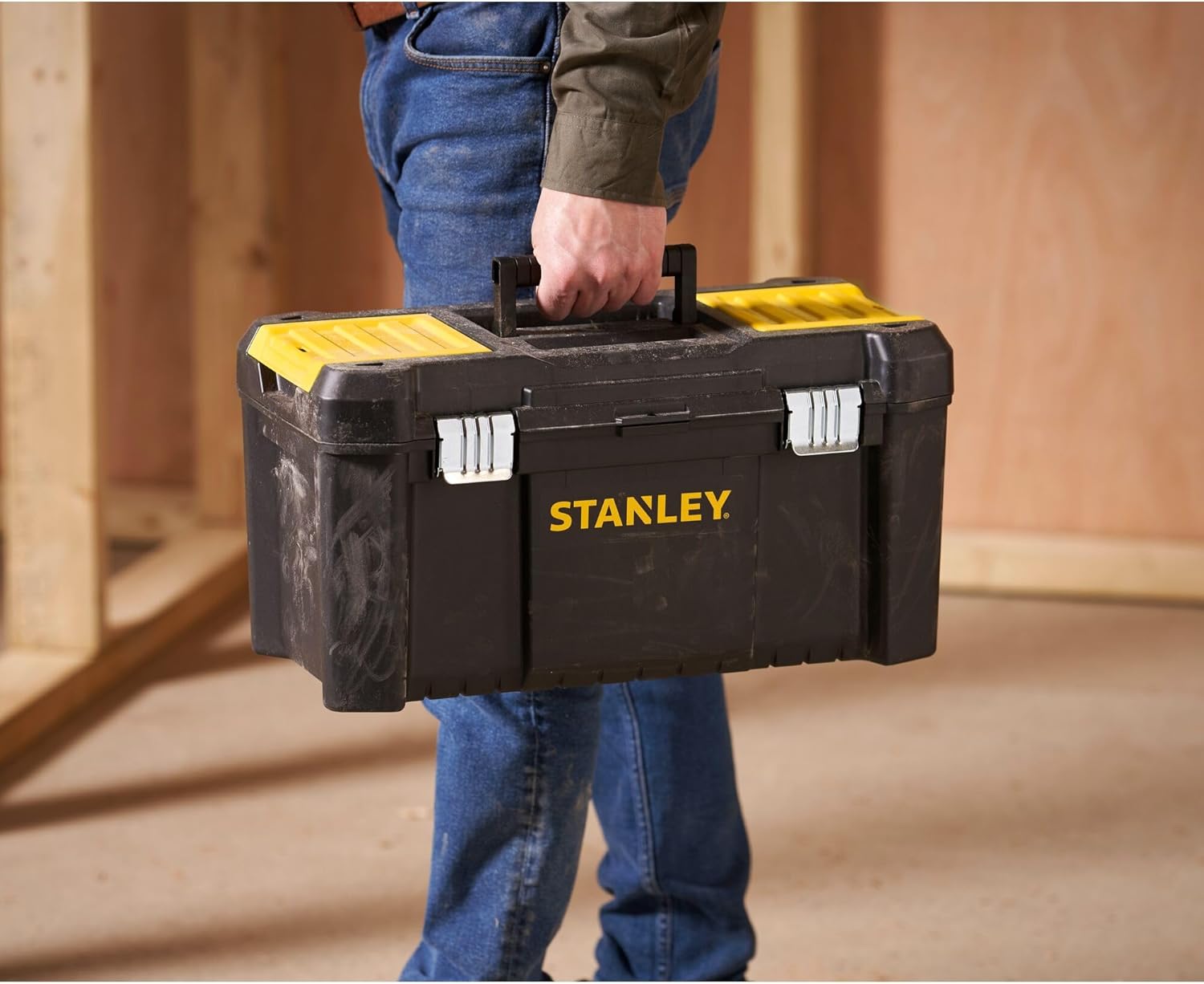 ⚒️ Bau & Montage – Stanley STST1-75521 Essential 19-Zoll-Werkzeugkasten mit Metallverschlüssen, Schwarz/Gelb, Zoll – Bild 3