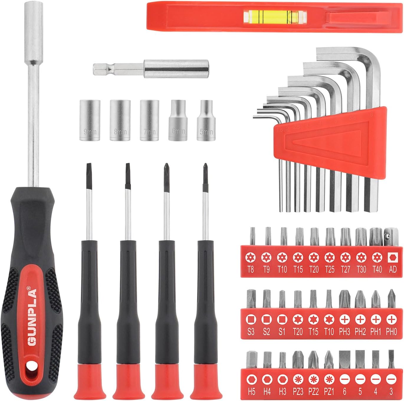 🔥 Angebote & Aktionen – Gunpla 131-Piece Tool Box Small Tool Set Filled in Plastic Box with Hex Key Screwdriver Bits Pliers Measuring Tape Spirit Level Tool Box for Household DIY Car Garage – Bild 4