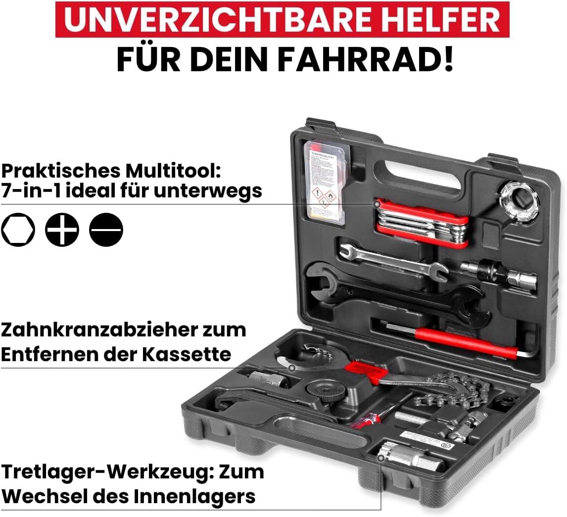 🔥 Angebote & Aktionen – WALTER Bicycle Tool Box 18-Piece Bicycle Tool Set, High-Quality Multifunctional Case, Robust Transport Case, Also Perfect for Hobby Bikers, Equipped with Most Important Tools – Bild 4