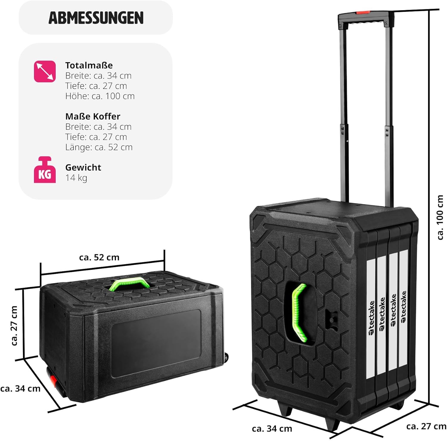 🔥 Angebote & Aktionen – tectake Tool Set in Aluminium Case, Tool Box Filled 899 Pieces, Tool Trolley with 4 Drawers, Telescopic Handle, Large Tool Box for Professional and Household - Black – Bild 6