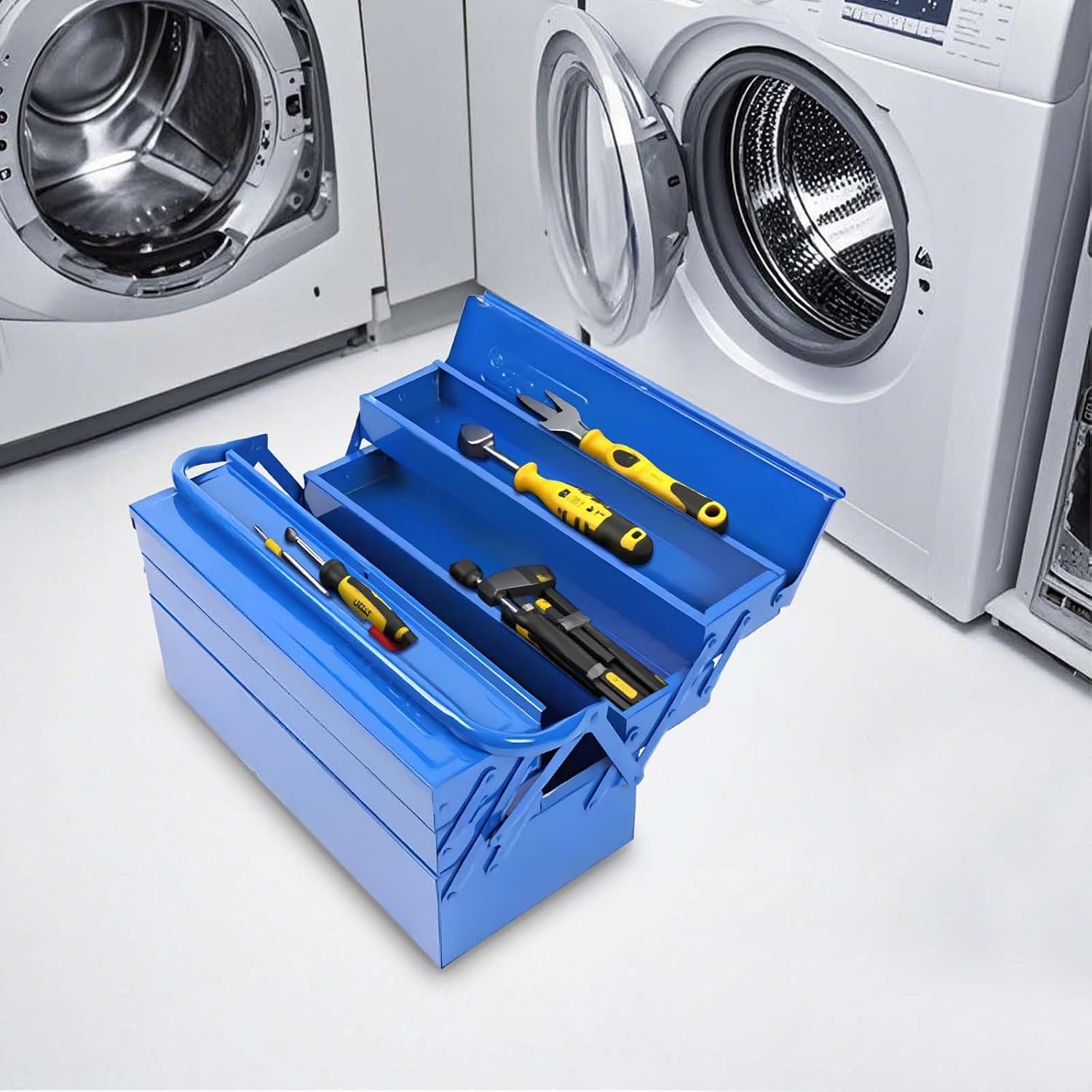 🚗 KFZ & Werkstatt – 5 Compartments Metal Empty Large Tool Box, Professional Tool Box, Robust and Durable, Made of High-Quality Sheet Steel, Space-Saving, for Home, Hobby, Car, Trolley Function – Bild 3