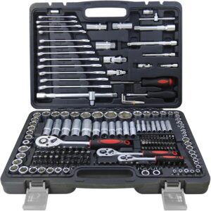 🔥 Angebote & Aktionen – 216-piece tool set, socket spanner set, 1/4 inch, 3/8 inch and 1/2 inch, tool box filled, tool box with socket wrench, ratchet, open-end wrench and common