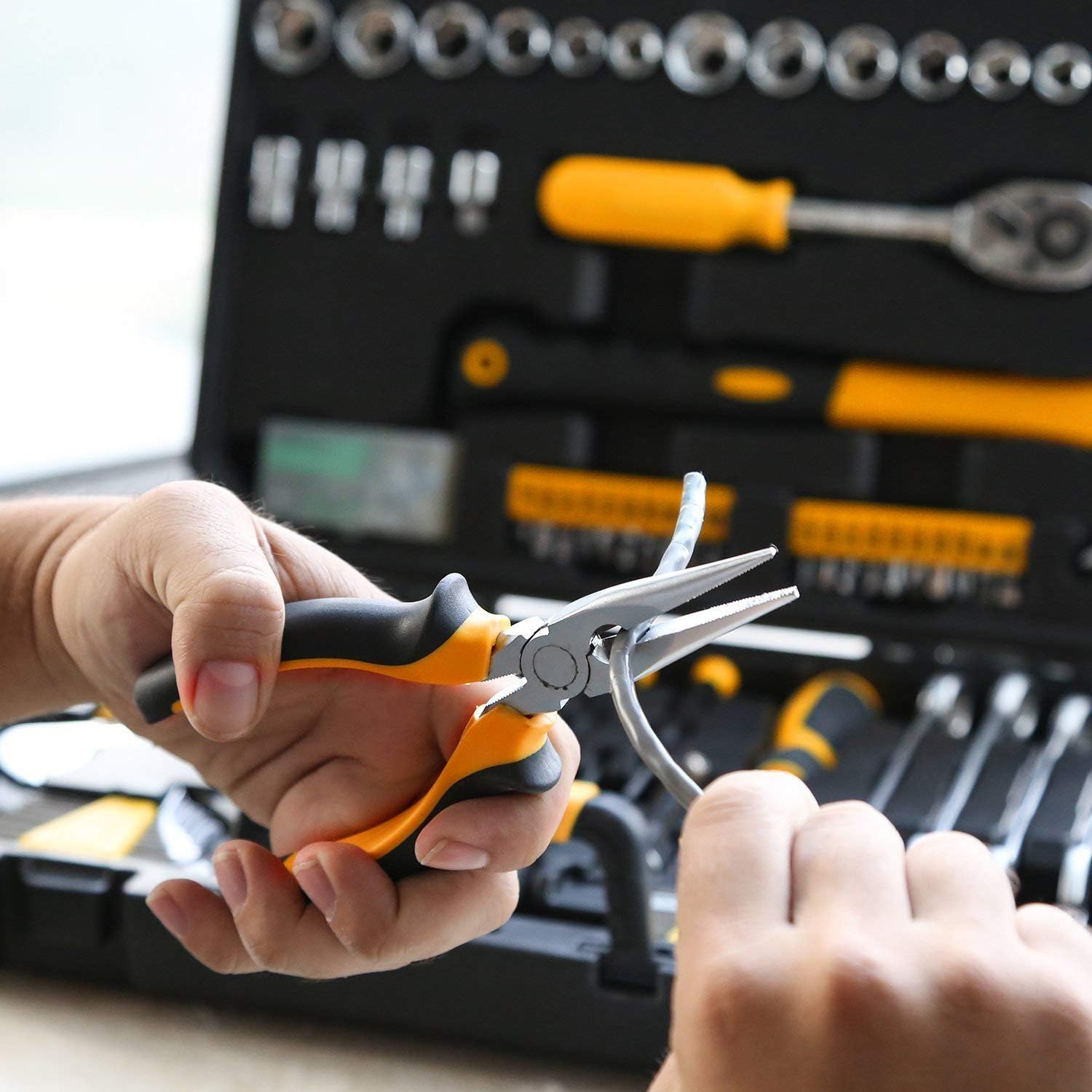 🚗 KFZ & Werkstatt – 128 Piece Socket Wrench Tool Set Auto Repair Mixed Tool Combination Package Hand Tool Kit with Plastic Toolbox Storage Case – Bild 3