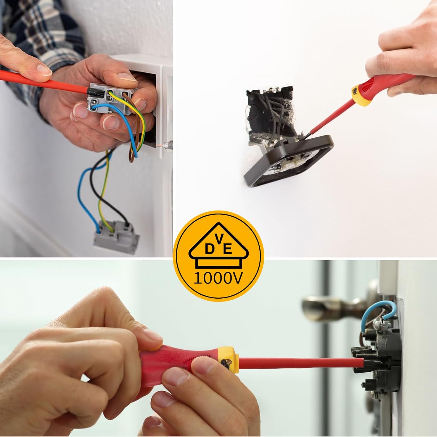 ⚡ Elektro & Technik – XOOL 8-teiliges 1000-V-VDE-isoliertes Elektriker-Schraubendreher-Set, magnetische Spitzen, ergonomische rutschfeste Griffe, Chrom-Vanadium-Stahl, mittelgroß, präzise Schlitz- und Kreuzschlitzschraubendreher – Bild 7