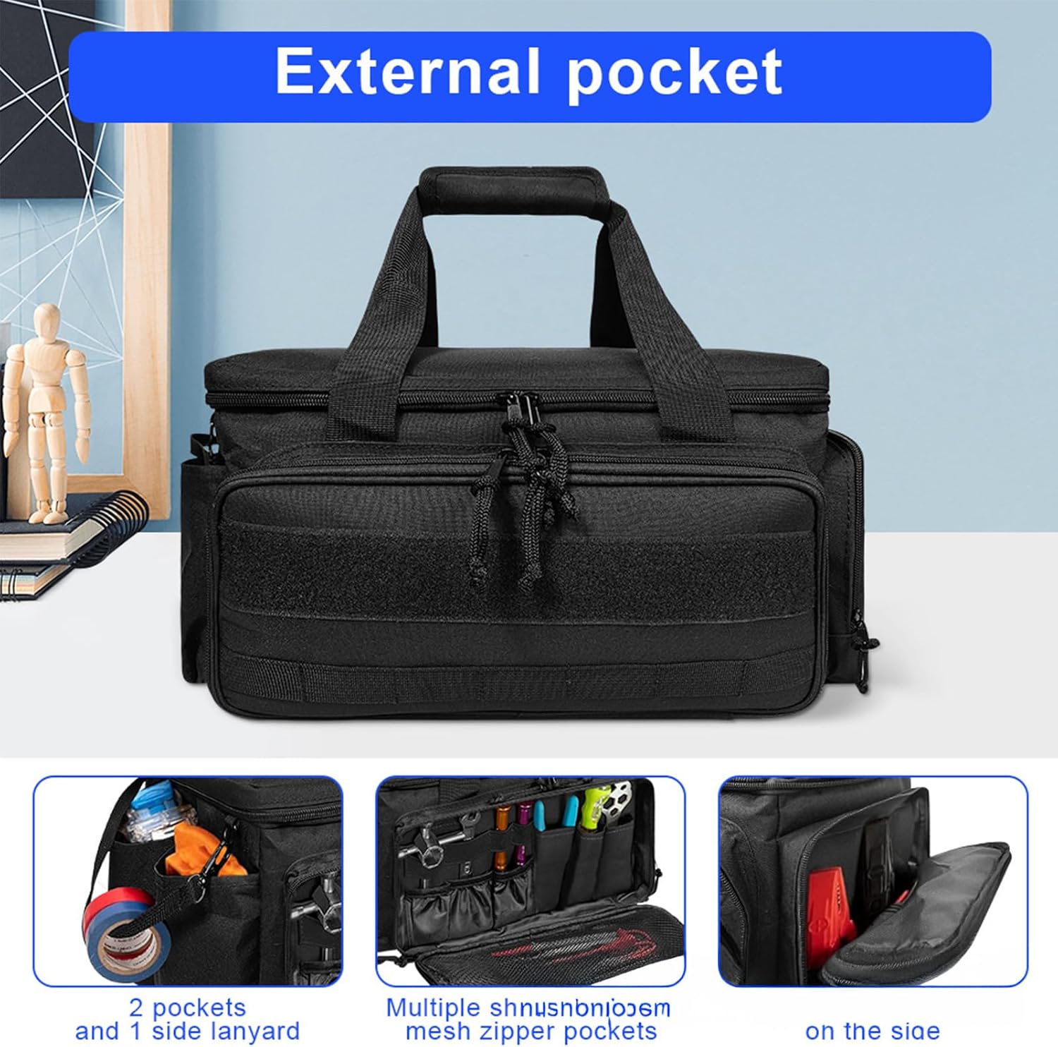 ⚡ Elektro & Technik – Werkzeugtasche für Herren, multifunktionaler Werkzeugkasten, leer, Werkzeugtasche Elektriker mit rutschfestem und dick gepolstertem Boden für Mechaniker und Elektriker – Bild 6